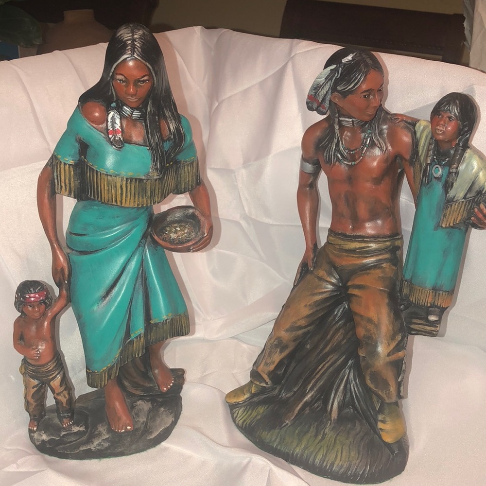 Native Indian American  Family Figurine